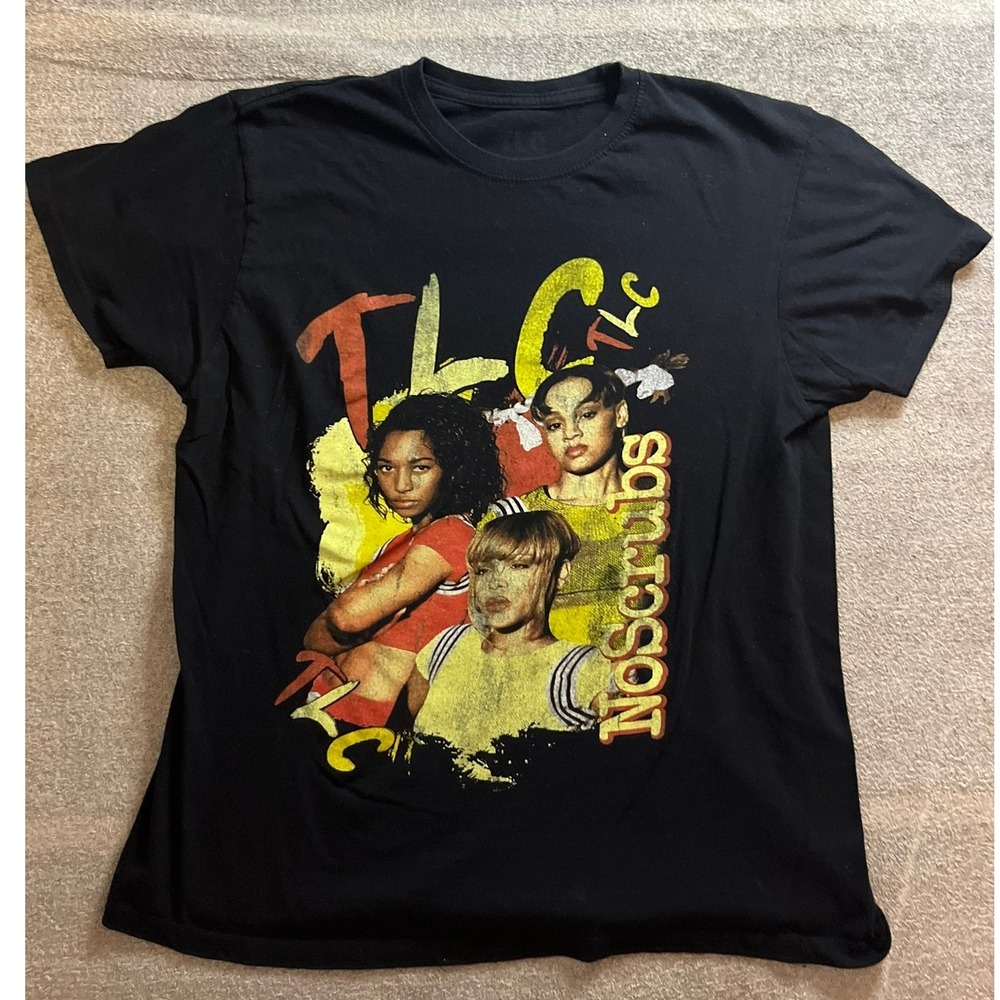 TLC No Scrubs Graphic T-Shirt Black R&B Music Band Tee Mens Medium R&B HipHop